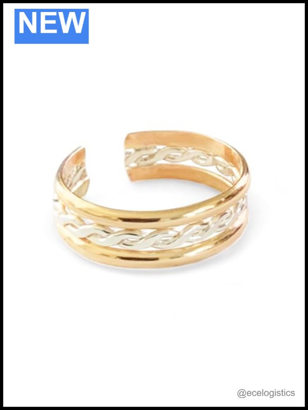 Adjustable Braided Stacking Toe Ring 14K Gold Fill & Sterling Silver